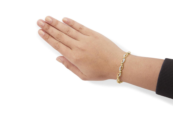 1/2 Ct. T.W. Channel-Set Diamond Infinity Link Tennis Bracelet in 10K Yellow and White Gold, photo 3