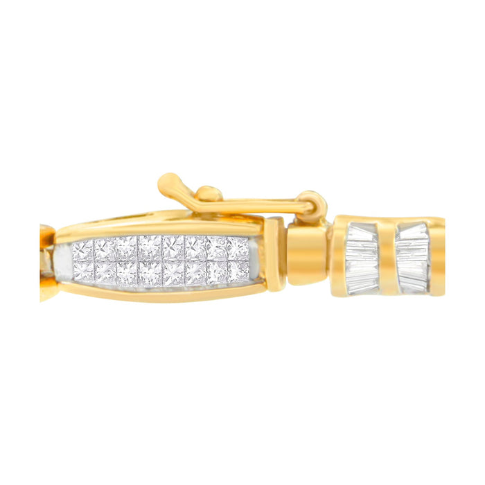 3 Ct. T.W. Princess and Baguette-Cut Diamond Beaded Bracelet in 14K Yellow Gold, photo 2