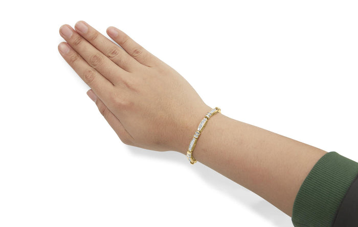 3 Ct. T.W. Princess and Baguette-Cut Diamond Beaded Bracelet in 14K Yellow Gold, photo 3