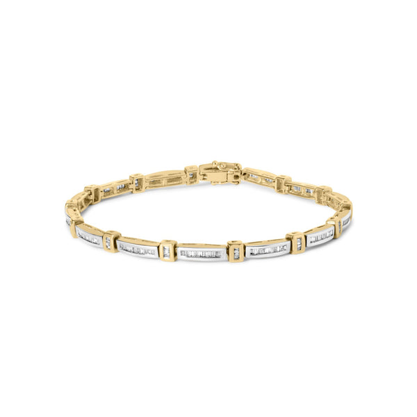 1 Ct. T.W. Baguette Diamond Channel Link Bracelet in 14K Yellow Gold, photo 1