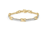 Pulsera de barra y eslabones en X con diamantes pavé de 1 ct. p.t. en oro amarillo de 10K
