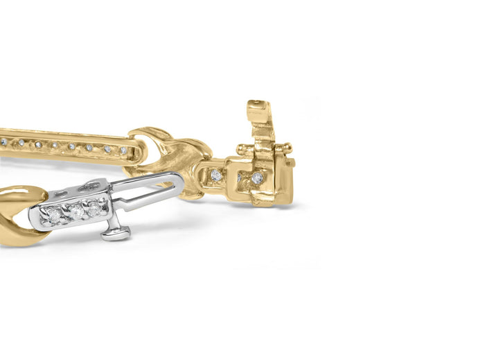 Pulsera de barra y eslabones en X con diamantes pavé de 1 ct. p.t. en oro amarillo de 10K, foto 2