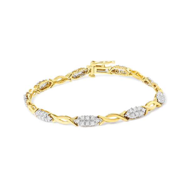 1 Ct. T.W. Round-Cut Diamond Spiral Link Bracelet in 10K Yellow Gold, photo 1