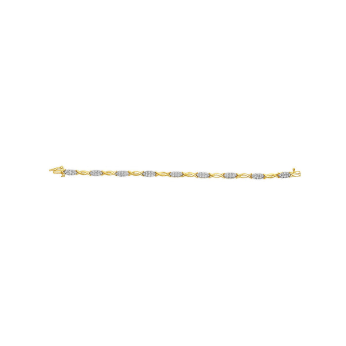 Pulsera de eslabones en espiral con diamantes talla redonda de 1 ct. p.t. en oro amarillo de 10K, foto 4