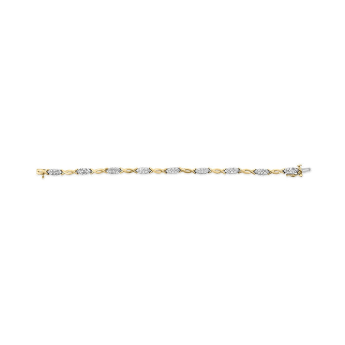 Pulsera de eslabones en espiral con diamantes talla redonda de 1 ct. p.t. en oro amarillo de 10K, foto 5