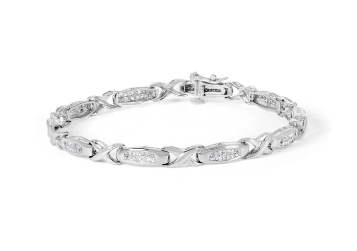 1 Ct. T.W. Invisible-Set Princess Diamond Tennis Bracelet in 14K White Gold, photo 1