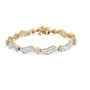 Pulsera de eslabones de racimo y onda con diamantes de 3 ct. p.t. en oro amarillo y blanco de 10K, foto 1