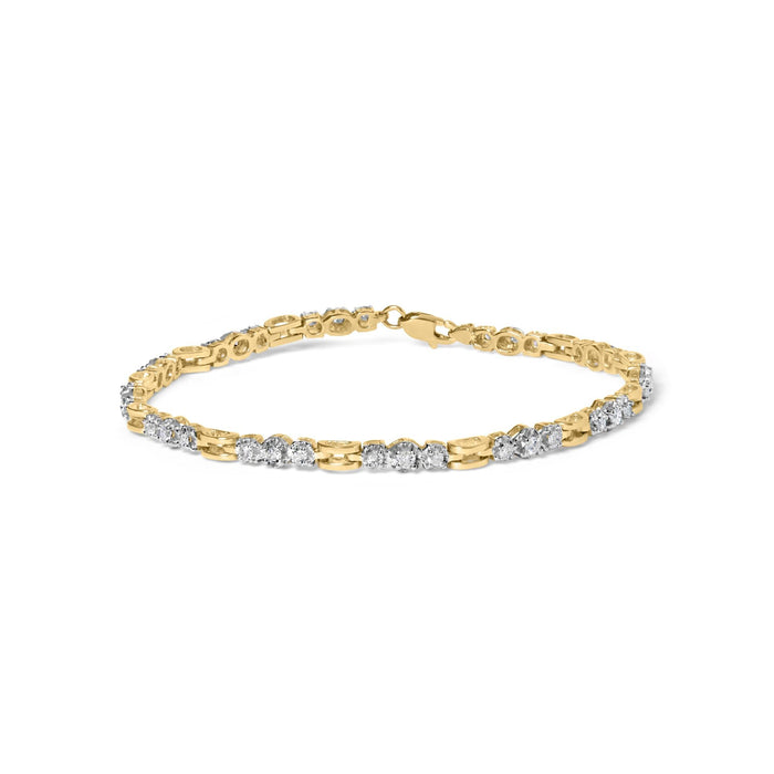 1 Ct. T.W. Diamond 3 Stone Link Bracelet in 10K Yellow Gold, photo 1