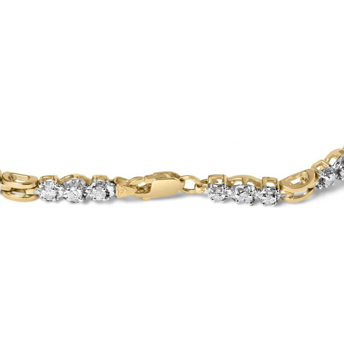 1 Ct. T.W. Diamond 3 Stone Link Bracelet in 10K Yellow Gold, photo 2