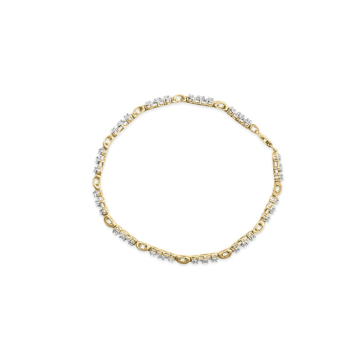 1 Ct. T.W. Diamond 3 Stone Link Bracelet in 10K Yellow Gold, photo 4