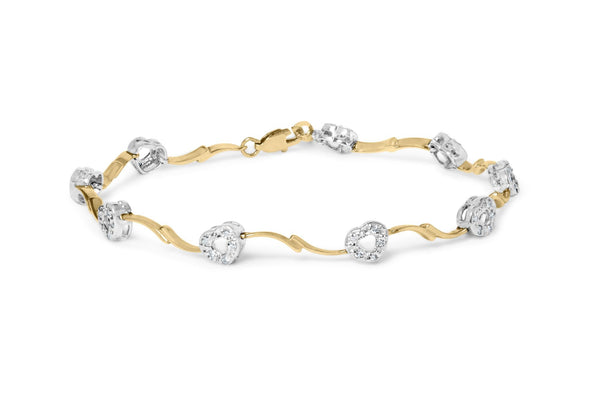 1/3 Ct. T.W. Diamond Pavé-Set Heart S-Link Bracelet in 10K Two-Tone Gold, photo 1