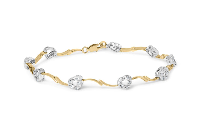 Pulsera de eslabones en S con corazón de pavé y diamantes de 1/3 ct. p.t. en oro de dos tonos de 10K, foto 1