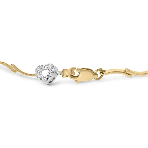 1/3 Ct. T.W. Diamond Pavé-Set Heart S-Link Bracelet in 10K Two-Tone Gold, photo 2