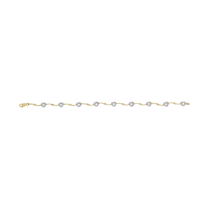 Pulsera de eslabones en S con corazón de pavé y diamantes de 1/3 ct. p.t. en oro de dos tonos de 10K, foto 5
