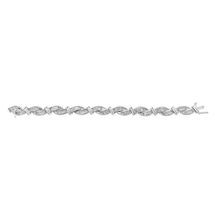 4 Ct. T.W. Invisble Set Princess-Cut Diamond Wave Style Link Bracelet in 14K White Gold, photo 4