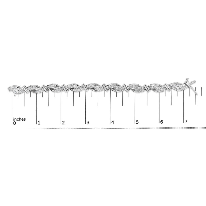 4 Ct. T.W. Invisble Set Princess-Cut Diamond Wave Style Link Bracelet in 14K White Gold, photo 6