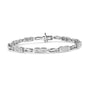 Pulsera tenis de estaciones y eslabones alternos de engaste invisible con diamantes de 1 ct. p.t. en oro blanco de 14K, foto 6