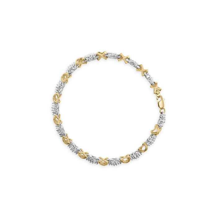 Pulsera de eslabones en X con diamantes de 1 ct. p.t. en oro de dos tonos de 10K, foto 4