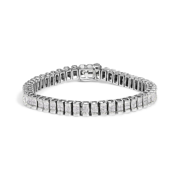 3 Ct. T.W. Princess-Cut Diamond Quad Invisible-Set Tennis Bracelet in 14K Gold, photo 1