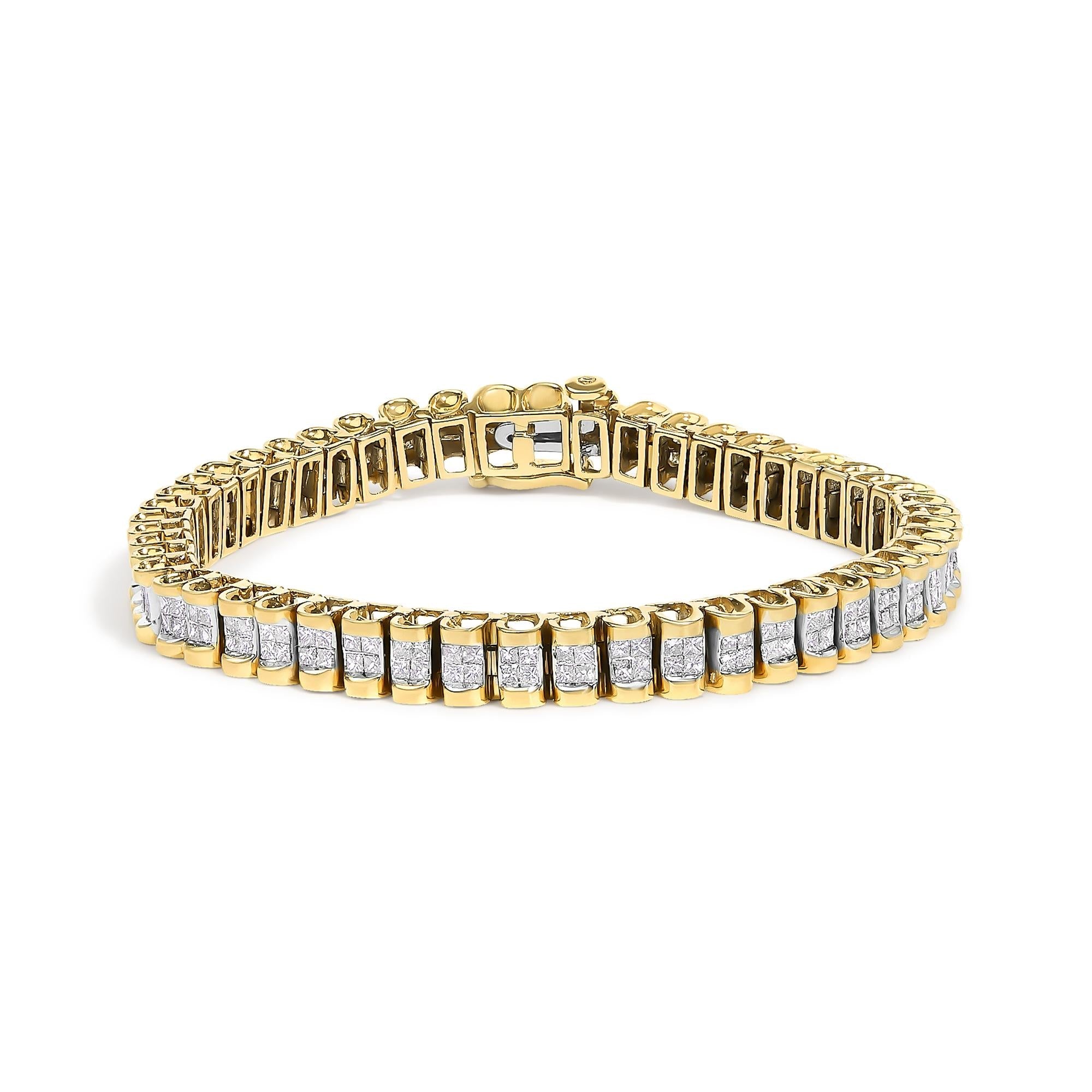 3 Ct. T.W. Princess-Cut Diamond Quad Invisible-Set Tennis Bracelet in 14K Gold, photo 2