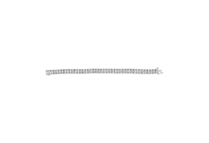 Pulsera tenis de eslabones rectangulares de engaste invisible con diamantes blancos de 5 ct. p.t. en oro de 14K, foto 9