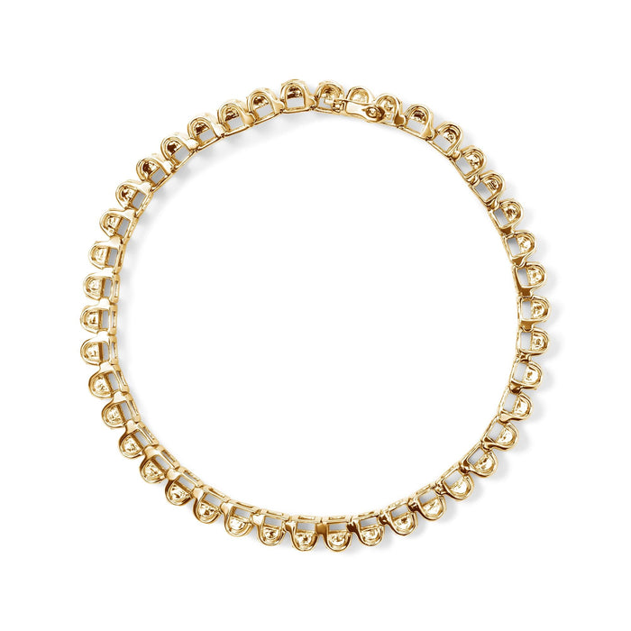 Pulsera tenis de eslabones rectangulares de engaste invisible con diamantes blancos de 5 ct. p.t. en oro de 14K, foto 8