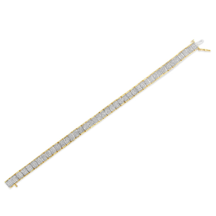 Pulsera tenis de eslabones rectangulares de engaste invisible con diamantes blancos de 5 ct. p.t. en oro de 14K, foto 11