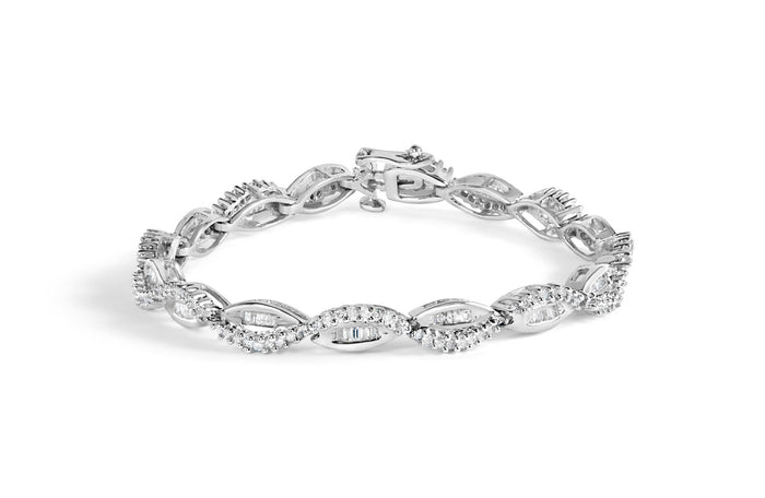 2 Ct. T.W. Diamond Swirl and Pear Shape Link Bracelet in 14K White Gold, photo 1