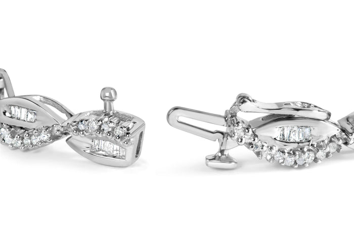 2 Ct. T.W. Diamond Swirl and Pear Shape Link Bracelet in 14K White Gold, photo 2