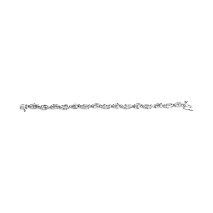 2 Ct. T.W. Diamond Swirl and Pear Shape Link Bracelet in 14K White Gold, photo 5