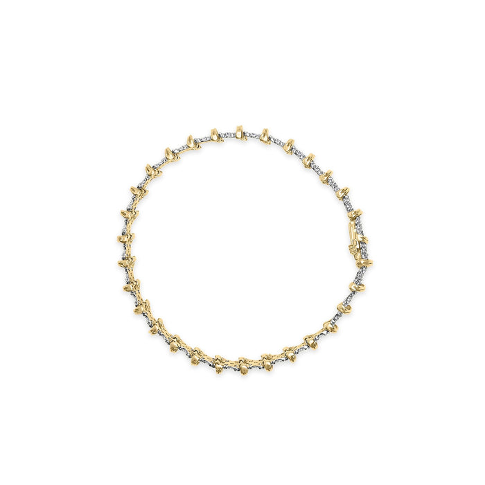 Pulsera de eslabones de racimo en X con diamantes redondos de 2 ct. p.t. en plata de ley bañada en oro amarillo de 10K, foto 4