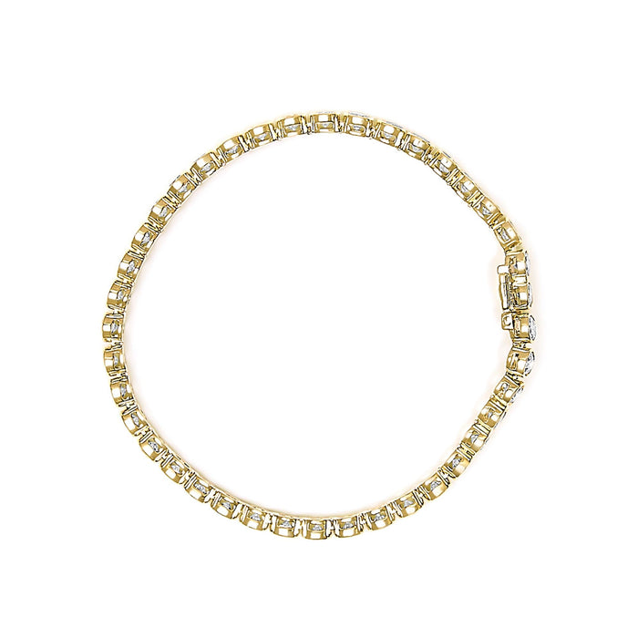 Pulsera tenis de bisel con diamantes redondos de 8 ct. p.t. en oro amarillo de 10K, foto 4
