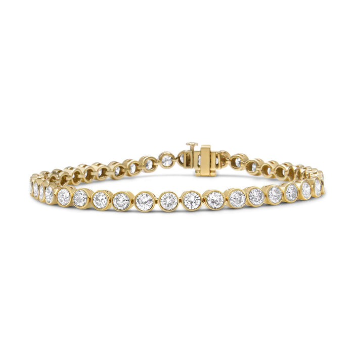 Pulsera tenis de bisel con diamantes redondos de 8 ct. p.t. en oro amarillo de 10K, foto 6