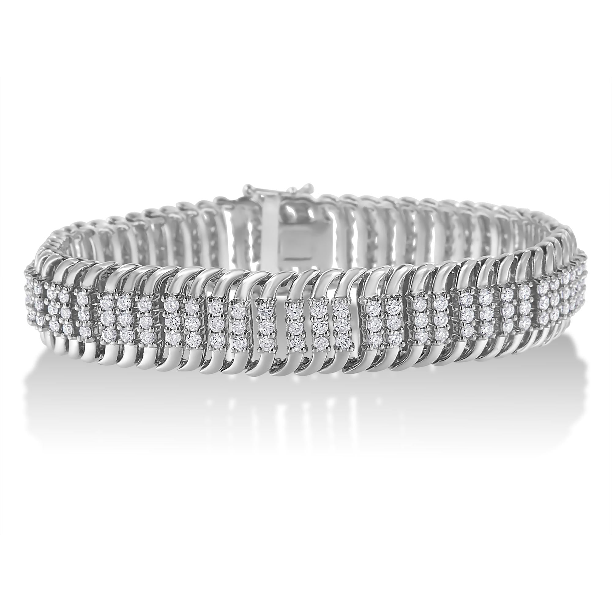 5 Ct. T.W. Round Brilliant-Cut Diamond S Wave Serpentine Tennis Bracelet in 14K White Gold, photo 1