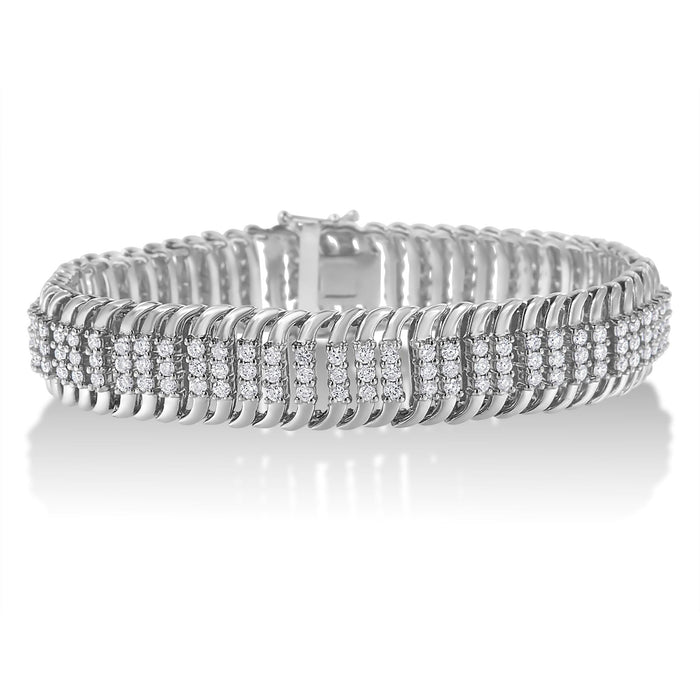 5 Ct. T.W. Round Brilliant-Cut Diamond S Wave Serpentine Tennis Bracelet in 14K White Gold, photo 1