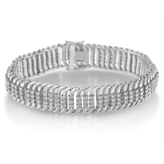 5 Ct. T.W. Round Brilliant-Cut Diamond S Wave Serpentine Tennis Bracelet in 14K White Gold, photo 2