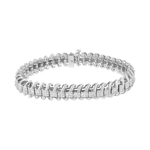 5 Ct. T.W. Princess-Cut Diamond Invisible-Set Wavy S-Link Tennis Bracelet in 14K White Gold, photo 2