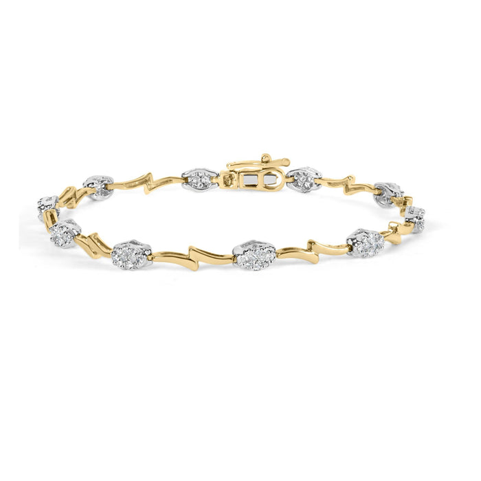 1 Ct. T.W. Diamond Oval-Shaped Cluster Link Bracelet in 10K White and Yellow Gold, photo 1