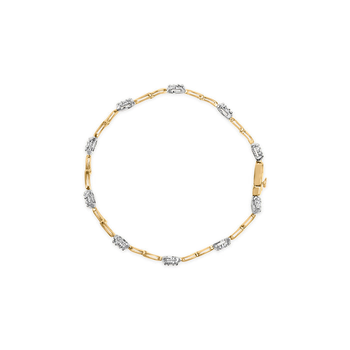 1 Ct. T.W. Diamond Oval-Shaped Cluster Link Bracelet in 10K White and Yellow Gold, photo 4