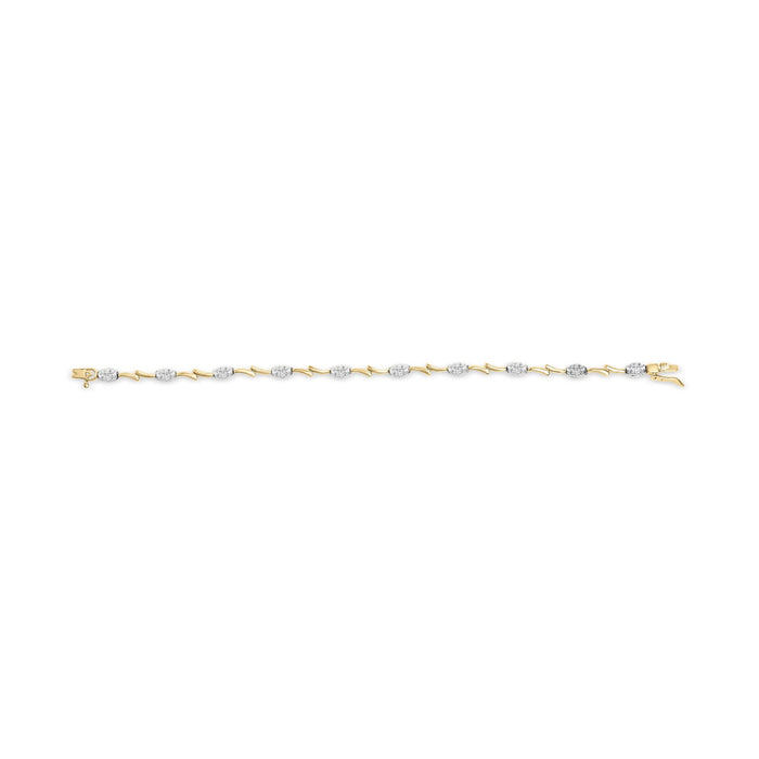1 Ct. T.W. Diamond Oval-Shaped Cluster Link Bracelet in 10K White and Yellow Gold, photo 5