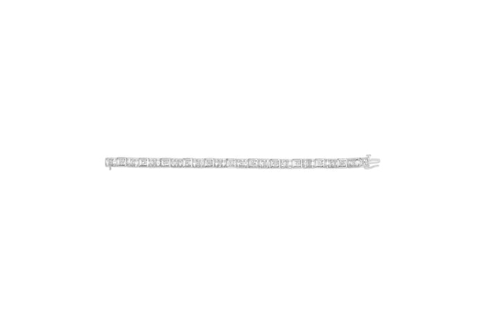 2 Ct. T.W. Round and Baguette-Cut Diamond Bracelet in 10K White Gold, photo 5