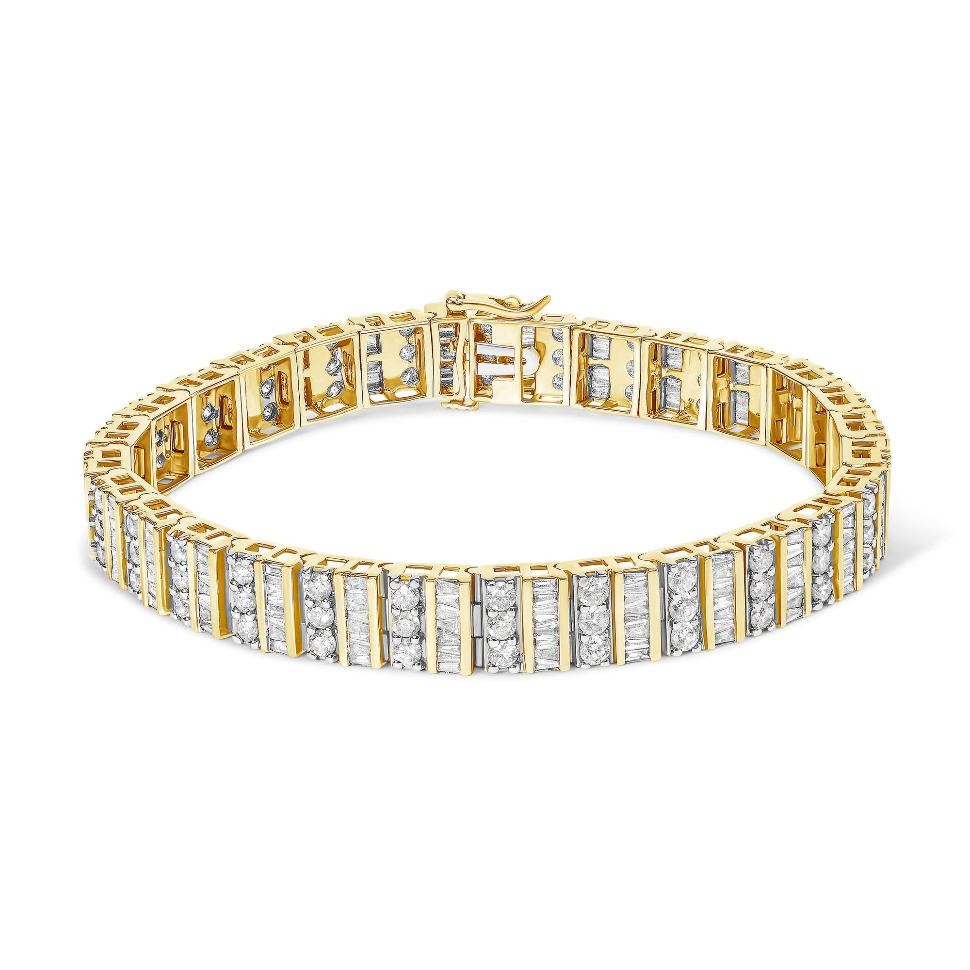 5.50 Ct. T.W. Round and Baguette-Cut Diamond Bracelet in 14K Yellow Gold, photo 1
