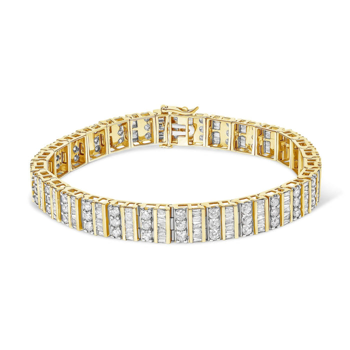 5.50 Ct. T.W. Round and Baguette-Cut Diamond Bracelet in 14K Yellow Gold, photo 1