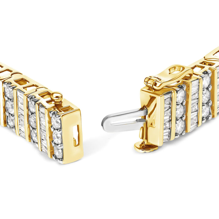 5.50 Ct. T.W. Round and Baguette-Cut Diamond Bracelet in 14K Yellow Gold, photo 2