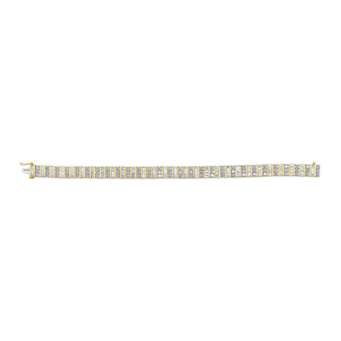 5.50 Ct. T.W. Round and Baguette-Cut Diamond Bracelet in 14K Yellow Gold, photo 4