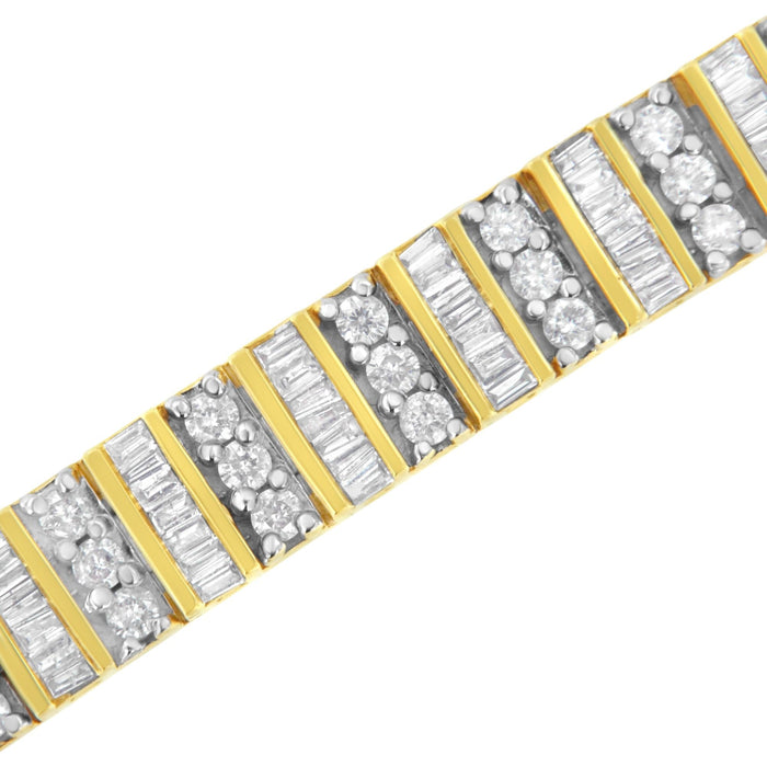 5.50 Ct. T.W. Round and Baguette-Cut Diamond Bracelet in 14K Yellow Gold, photo 5