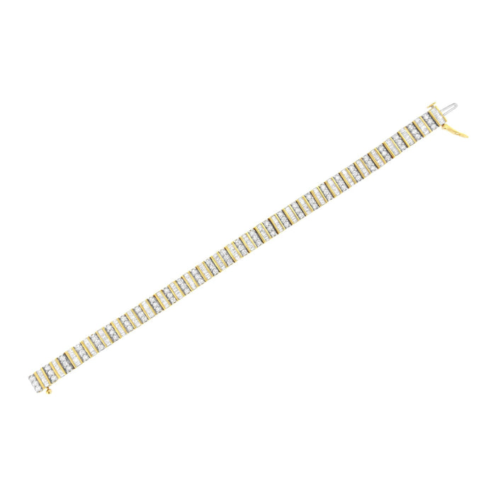 5.50 Ct. T.W. Round and Baguette-Cut Diamond Bracelet in 14K Yellow Gold, photo 6