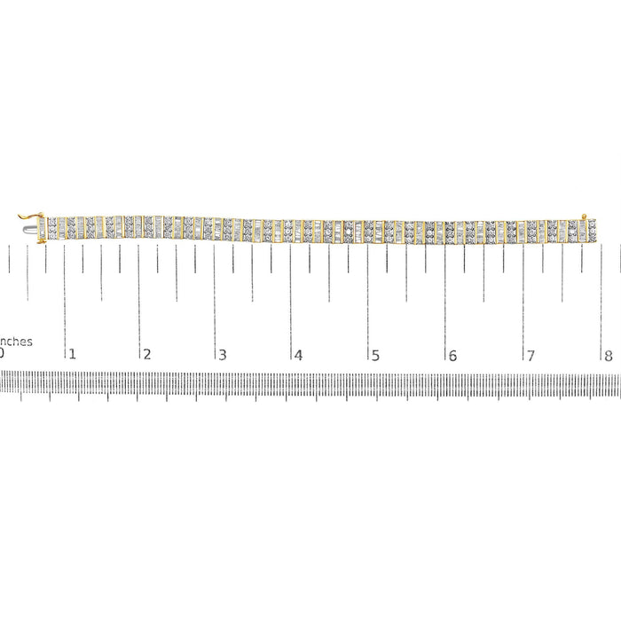 5.50 Ct. T.W. Round and Baguette-Cut Diamond Bracelet in 14K Yellow Gold, photo 7