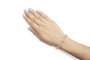 Pulsera de eslabones florales con diamantes redondos y baguette de 3 ct. p.t. en oro amarillo de 10K, foto 3
