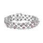 Pulsera de eslabones de celosía floral con zafiros rosas creados en laboratorio y diamantes en oro blanco de 14K, 7.25 pulg., foto 1